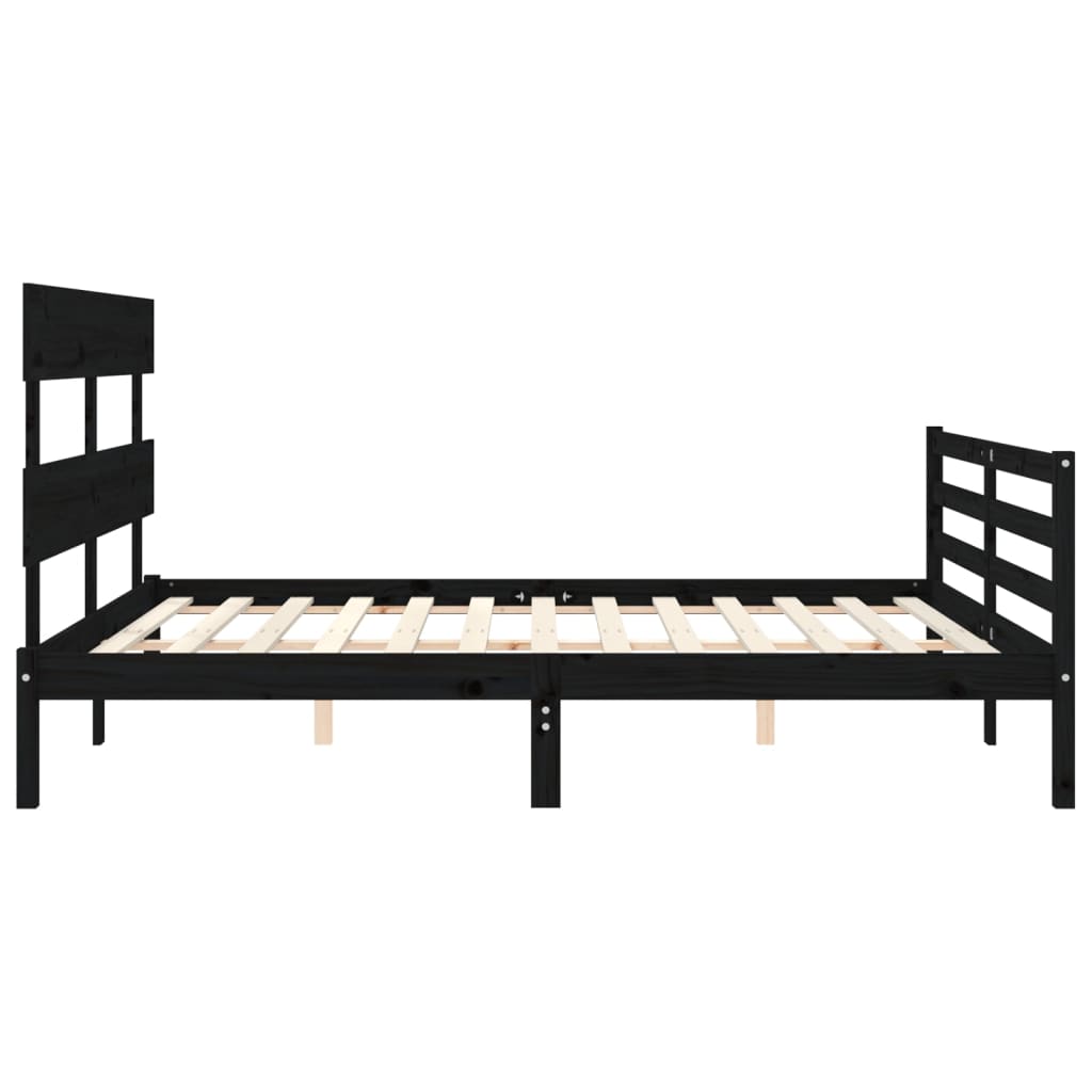 Bed Frame without Mattress Black 150x200 cm Solid Wood