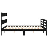 Bed Frame without Mattress Black 150x200 cm Solid Wood - Close-Up Angle