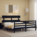 Bed Frame without Mattress Black 150x200 cm Solid Wood