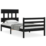 Bed Frame without Mattress Black 90x190 cm Solid Wood
