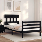 Bed Frame without Mattress Black 90x190 cm Solid Wood