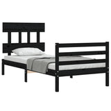 Bed Frame without Mattress Black 90x190 cm Solid Wood