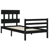 Bed Frame without Mattress Black 90x190 cm Solid Wood - 45-Degree Angle