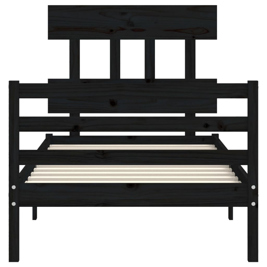 Bed Frame without Mattress Black 90x190 cm Solid Wood