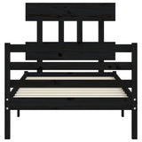 Bed Frame without Mattress Black 90x190 cm Solid Wood - Rear View