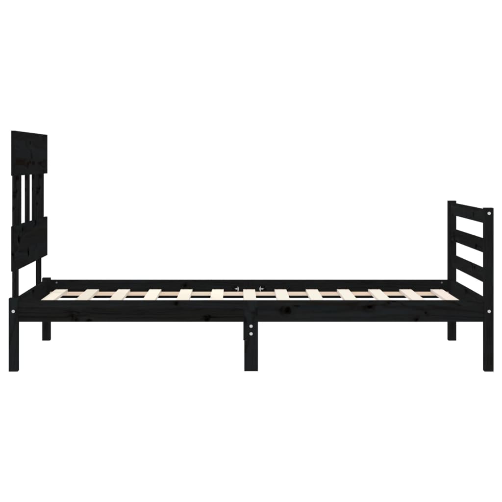 Bed Frame without Mattress Black 90x190 cm Solid Wood