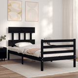 Bed Frame without Mattress Black 90x190 cm Solid Wood