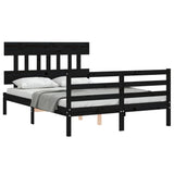 Bed Frame without Mattress Black 135x190 cm Solid Wood - Top-Down View
