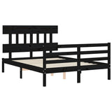 Bed Frame without Mattress Black 135x190 cm Solid Wood