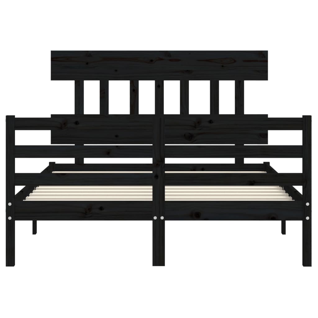 Bed Frame without Mattress Black 135x190 cm Solid Wood