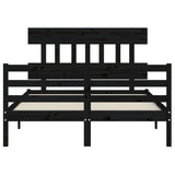 Bed Frame without Mattress Black 135x190 cm Solid Wood