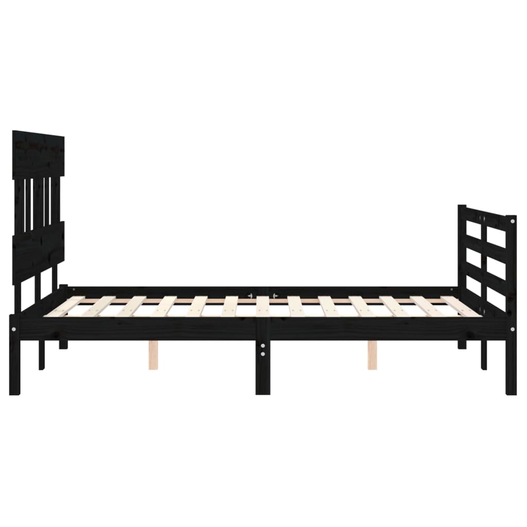 Bed Frame without Mattress Black 135x190 cm Solid Wood