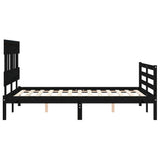 Bed Frame without Mattress Black 135x190 cm Solid Wood