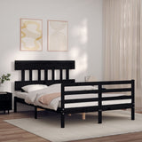 Bed Frame without Mattress Black 135x190 cm Solid Wood