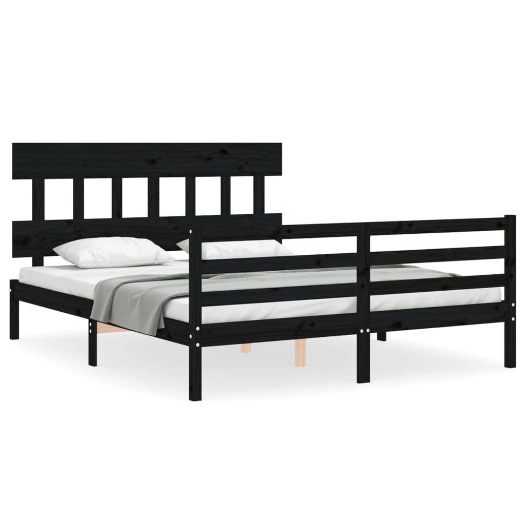 Bed Frame without Mattress Black 150x200 cm Solid Wood