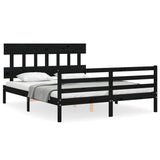 Bed Frame without Mattress Black 150x200 cm Solid Wood