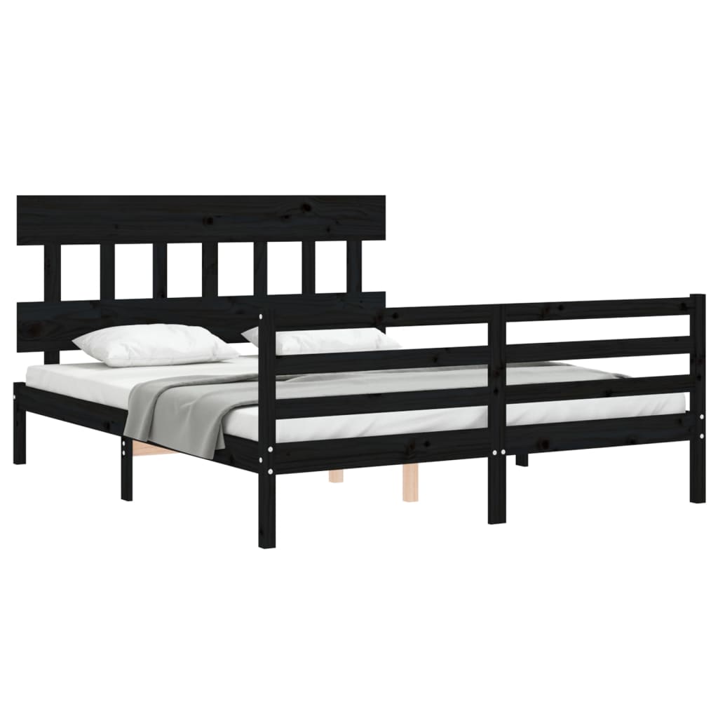 Bed Frame without Mattress Black 150x200 cm Solid Wood