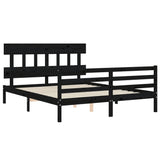 Bed Frame without Mattress Black 150x200 cm Solid Wood - 45-Degree Angle