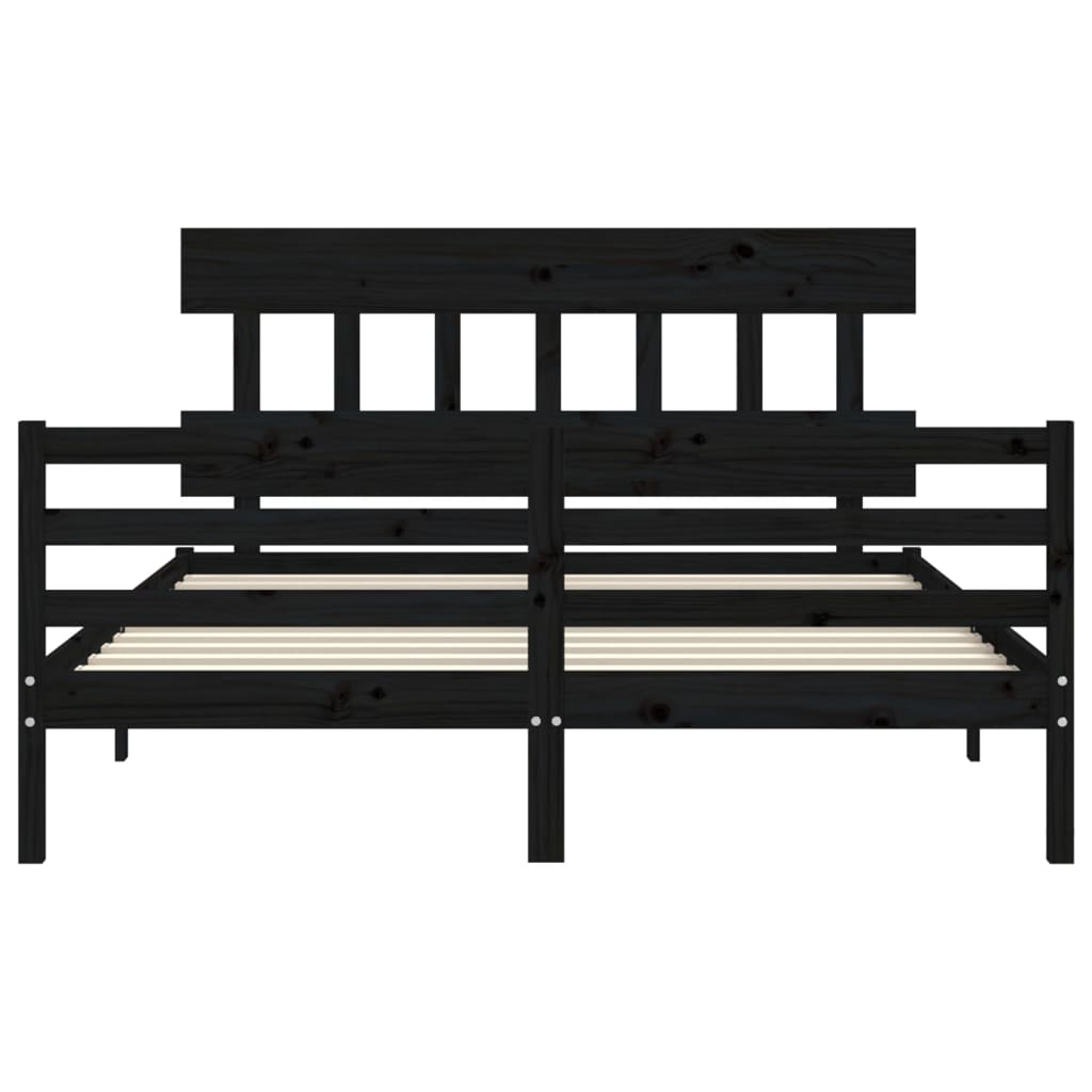 Bed Frame without Mattress Black 150x200 cm Solid Wood