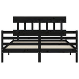 Bed Frame without Mattress Black 150x200 cm Solid Wood - Rear View