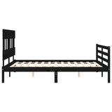 Bed Frame without Mattress Black 150x200 cm Solid Wood - Close-Up Angle