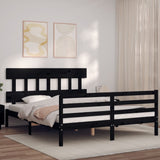 Bed Frame without Mattress Black 150x200 cm Solid Wood