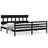 Bed Frame without Mattress Black 183x203 cm King Solid Wood