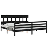 Bed Frame without Mattress Black 183x203 cm King Solid Wood