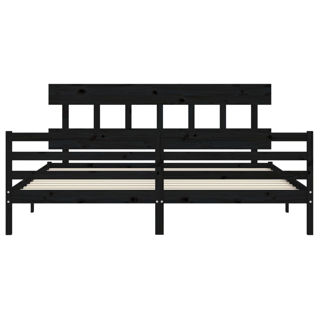 Bed Frame without Mattress Black 183x203 cm King Solid Wood