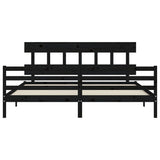 Bed Frame without Mattress Black 183x203 cm King Solid Wood - Rear View