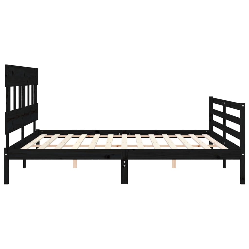 Bed Frame without Mattress Black 183x203 cm King Solid Wood