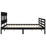 Bed Frame without Mattress Black 183x203 cm King Solid Wood - Close-Up Angle
