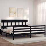 Bed Frame without Mattress Black 183x203 cm King Solid Wood