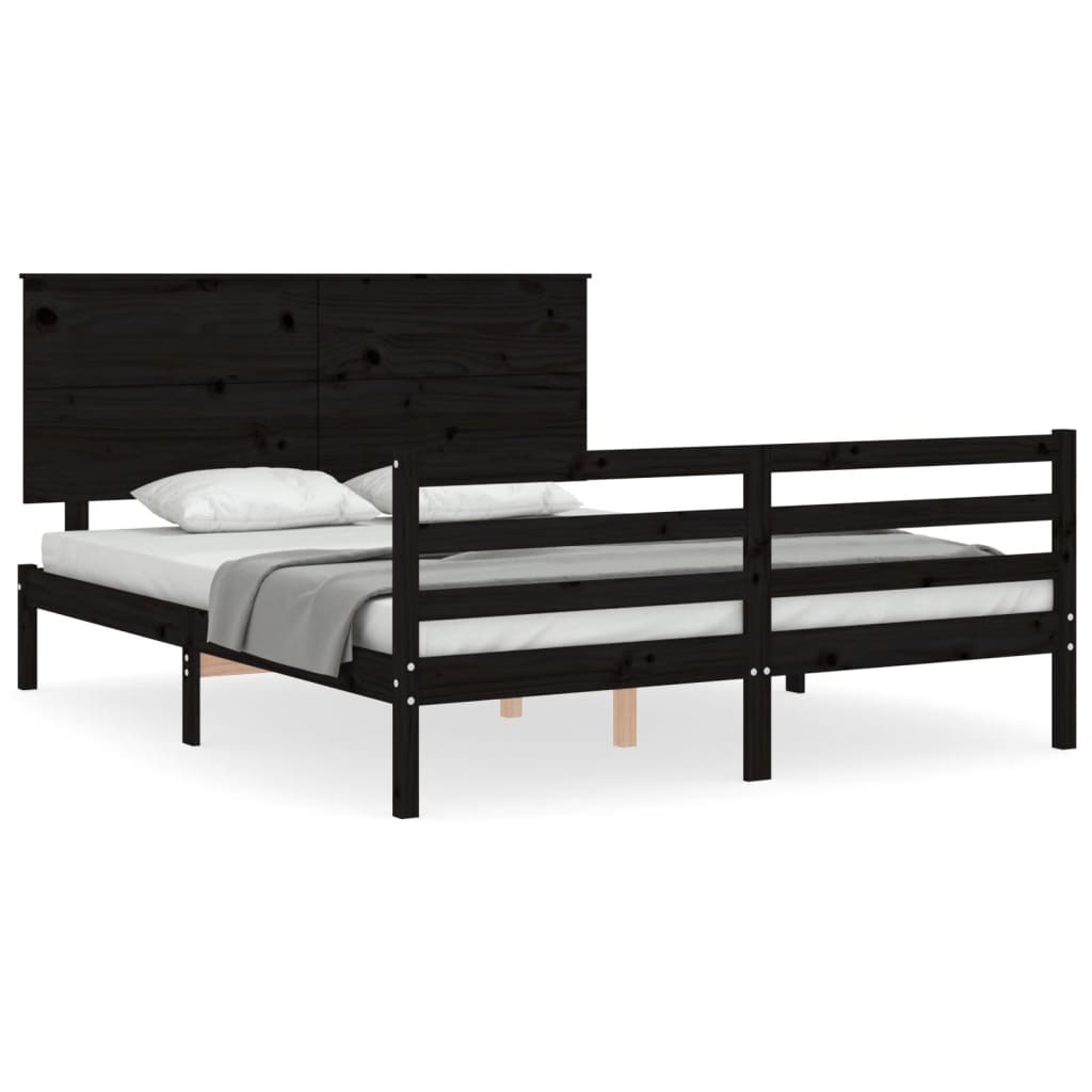 Bed Frame without Mattress Black 150x200 cm Solid Wood