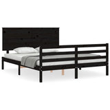 Bed Frame without Mattress Black 150x200 cm Solid Wood