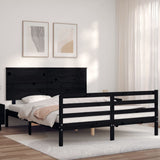Bed Frame without Mattress Black 150x200 cm Solid Wood
