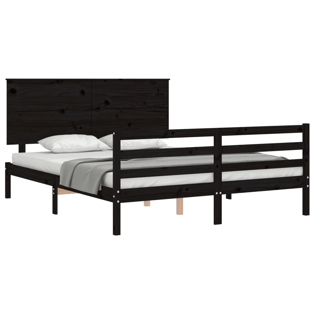 Bed Frame without Mattress Black 150x200 cm Solid Wood