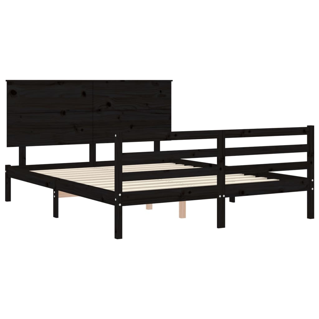 Bed Frame without Mattress Black 150x200 cm Solid Wood