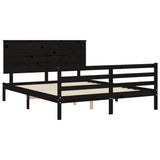 Bed Frame without Mattress Black 150x200 cm Solid Wood - 45-Degree Angle