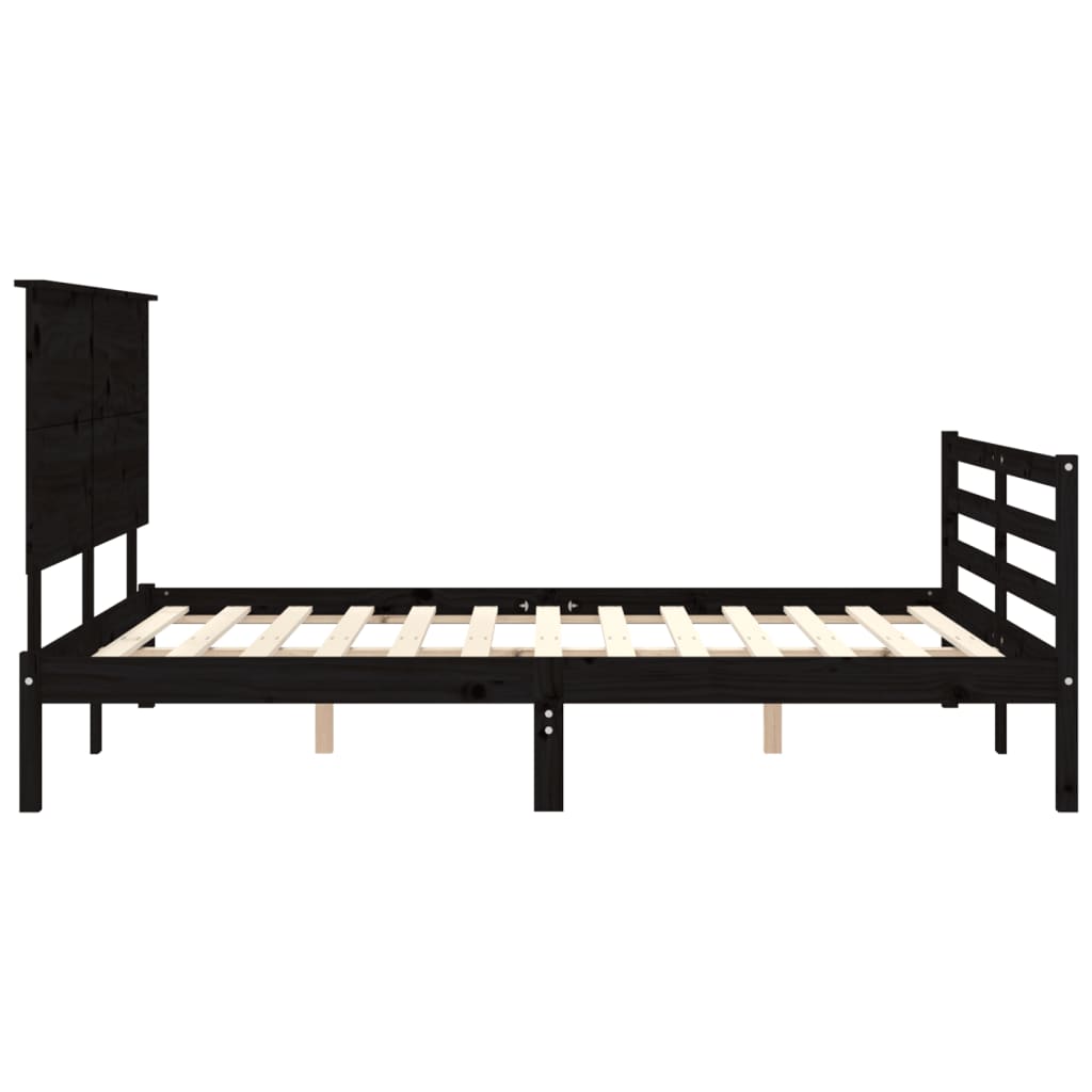 Bed Frame without Mattress Black 150x200 cm Solid Wood