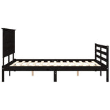 Bed Frame without Mattress Black 150x200 cm Solid Wood - Close-Up Angle