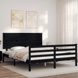 Bed Frame without Mattress Black 150x200 cm Solid Wood