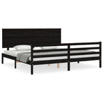 Bed Frame without Mattress Black 183x203 cm King Solid Wood
