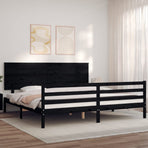 Bed Frame without Mattress Black 183x203 cm King Solid Wood