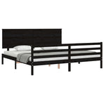 Bed Frame without Mattress Black 183x203 cm King Solid Wood