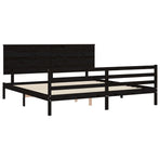Bed Frame without Mattress Black 183x203 cm King Solid Wood