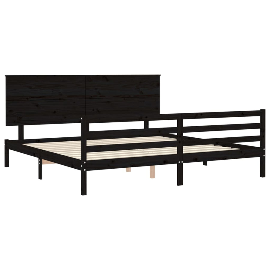 Bed Frame without Mattress Black 183x203 cm King Solid Wood