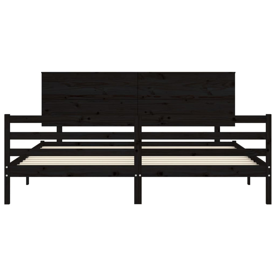 Bed Frame without Mattress Black 183x203 cm King Solid Wood
