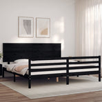 Bed Frame without Mattress Black 183x203 cm King Solid Wood