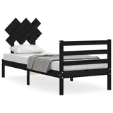 Bed Frame without Mattress Black 90x190 cm Solid Wood
